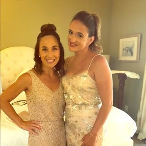 Adrianna Papell champagne beaded gown